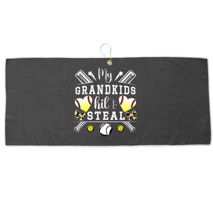 My Grandkids Hit & Steal Baseball Softball Grandma Large Microfiber Waffle Golf Towel