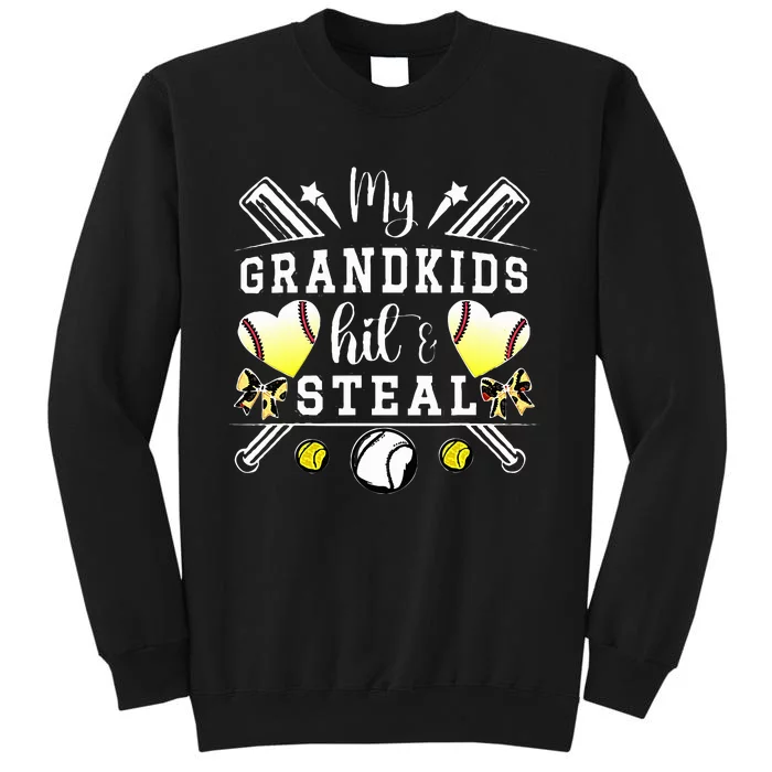 My Grandkids Hit & Steal Baseball Softball Grandma Tall Sweatshirt