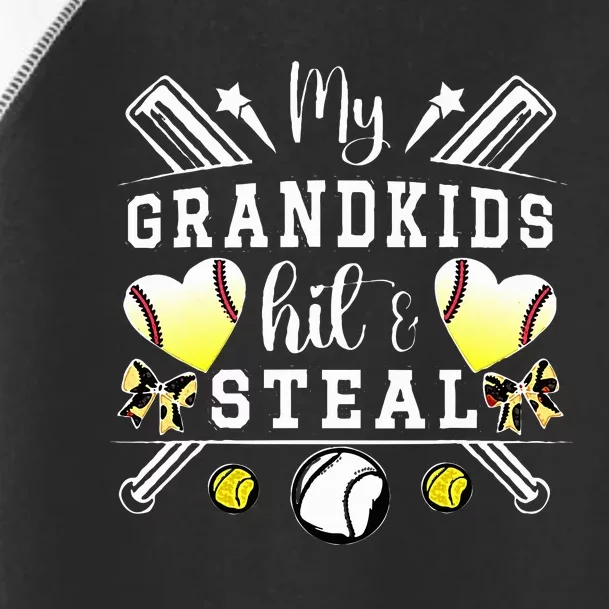 My Grandkids Hit & Steal Baseball Softball Grandma Toddler Fine Jersey T-Shirt