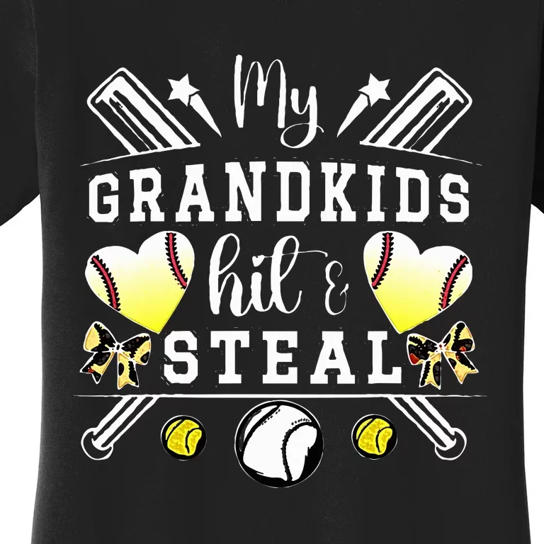 My Grandkids Hit & Steal Baseball Softball Grandma Women's T-Shirt