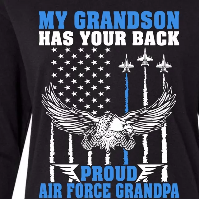 My Grandson Has Your Back Proud Air Force Grandpa Military Gift Womens Cotton Relaxed Long Sleeve T-Shirt