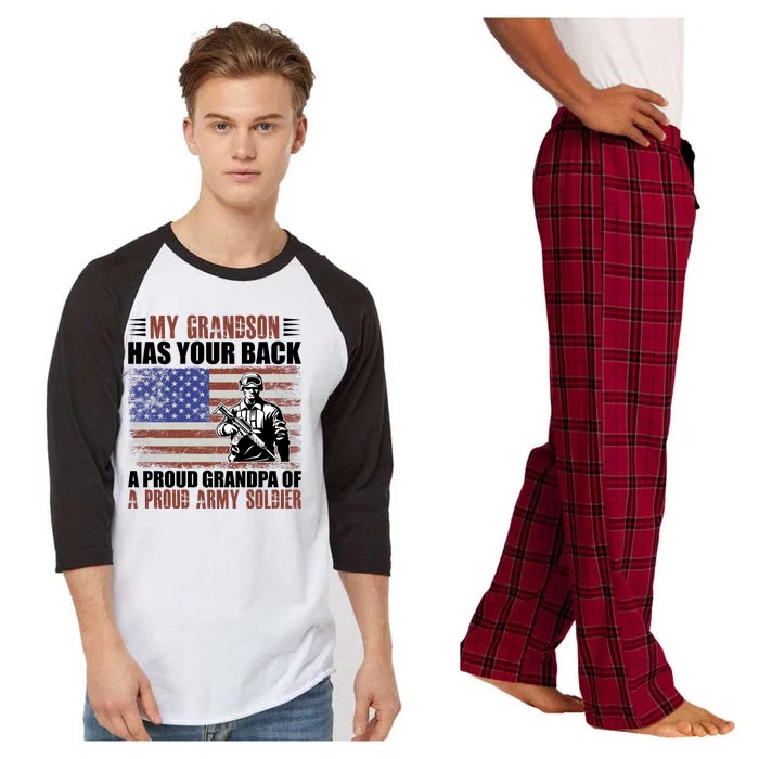 My Grandson Has Your Back, Proud Grandpa Of A Army Soldier Raglan Sleeve Pajama Set