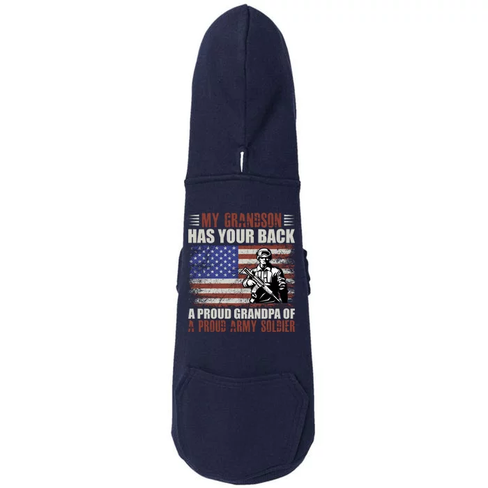 My Grandson Has Your Back, Proud Grandpa Of A Army Soldier Doggie 3-End Fleece Hoodie