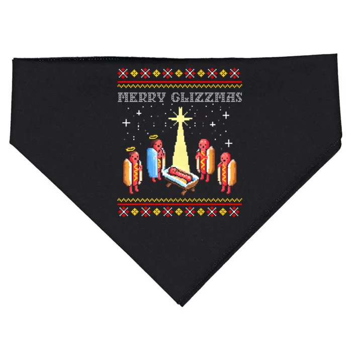 Merry Glizzmas Hot Ugly Christmas USA-Made Doggie Bandana