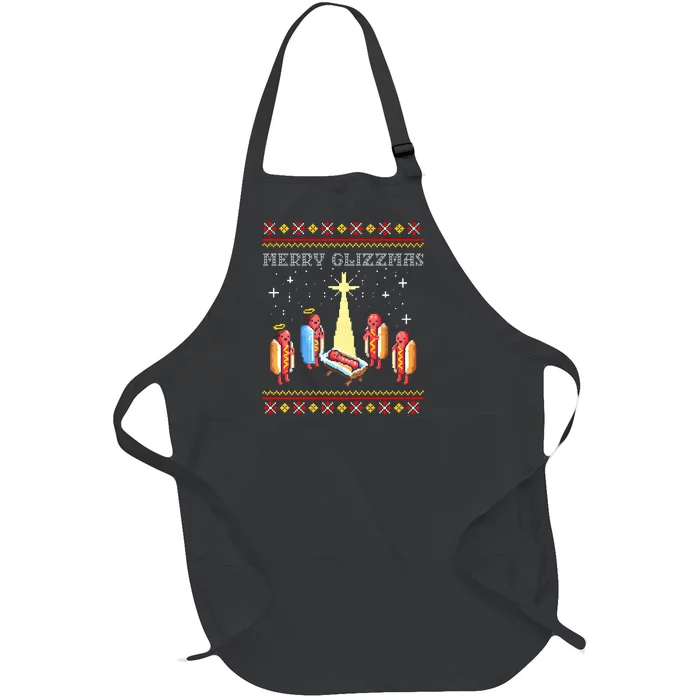 Merry Glizzmas Hot Ugly Christmas Full-Length Apron With Pocket