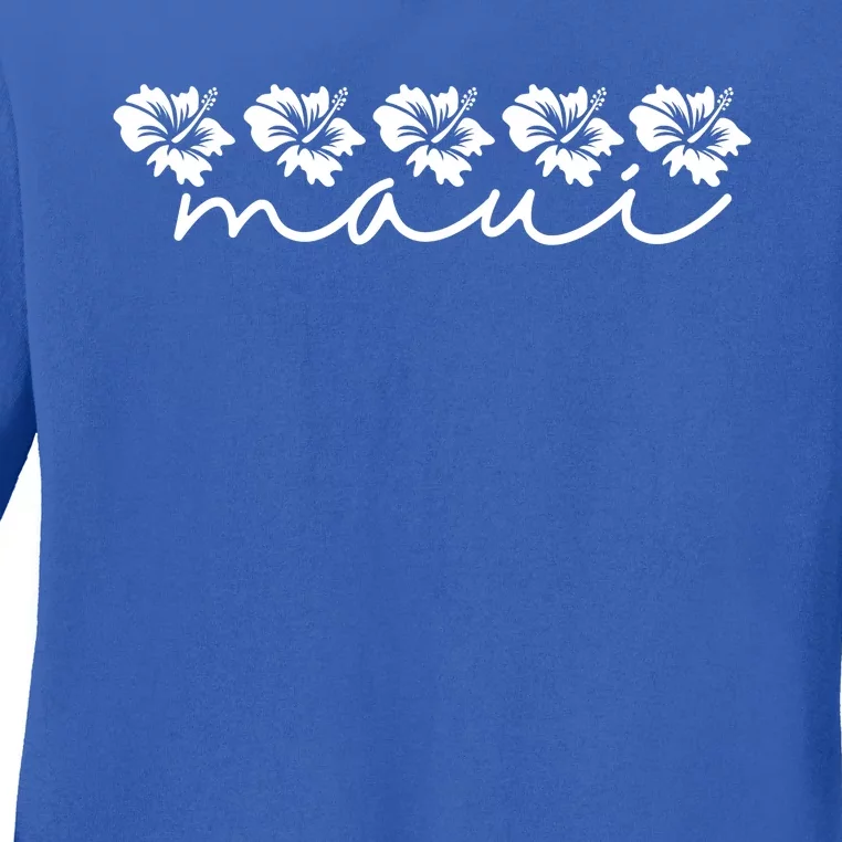 Maui Gift Hawaii Gift Family Vacation Hibiscus Ladies Long Sleeve Shirt