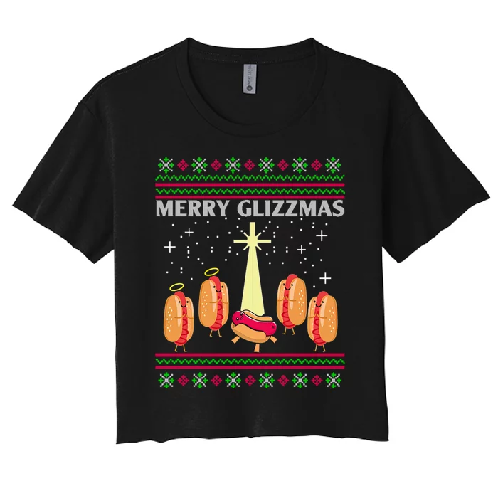 Merry Glizzmas Hot Ugly Christmas Women's Crop Top Tee