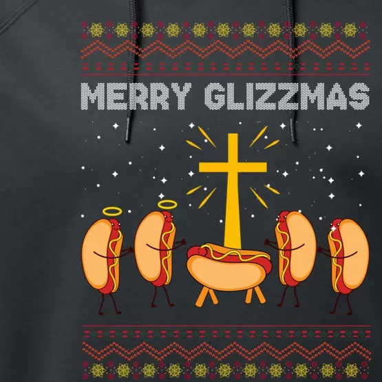 Merry Glizzmas Hot Ugly Christmas Performance Fleece Hoodie