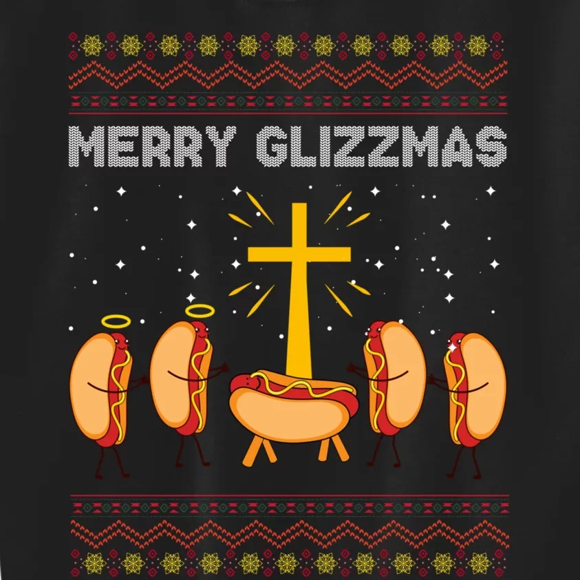 Merry Glizzmas Hot Ugly Christmas Kids Sweatshirt