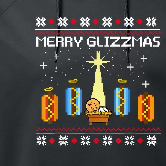 Merry Glizzmas Hot Ugly Christmas Performance Fleece Hoodie