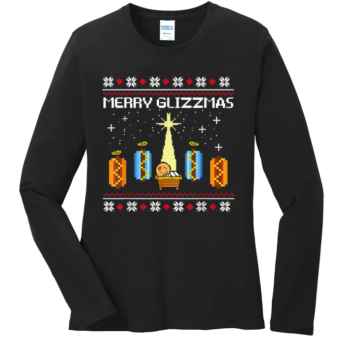 Merry Glizzmas Hot Ugly Christmas Ladies Long Sleeve Shirt