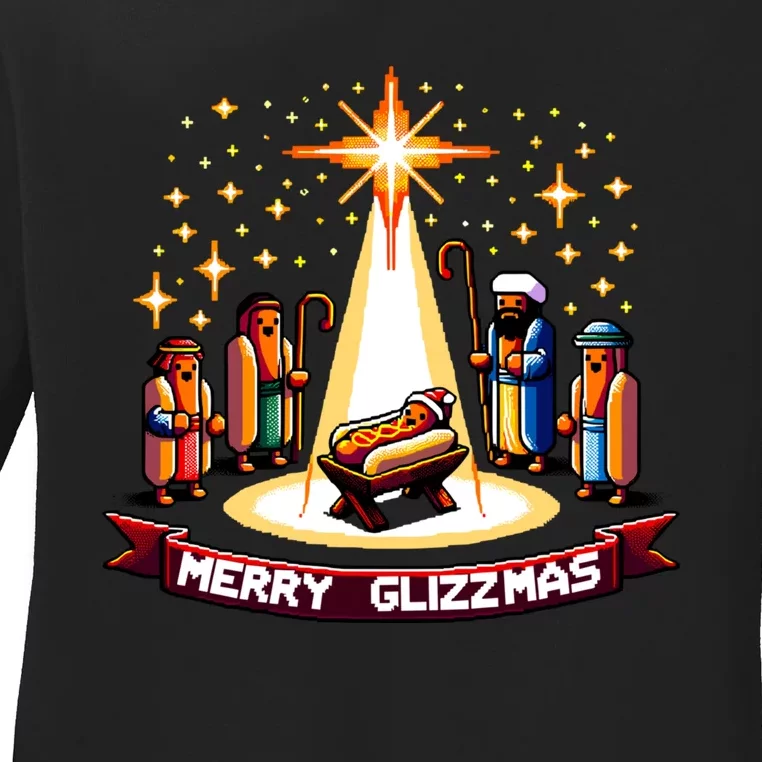 Merry Glizzmas Hot Ugly Christmas Ladies Long Sleeve Shirt