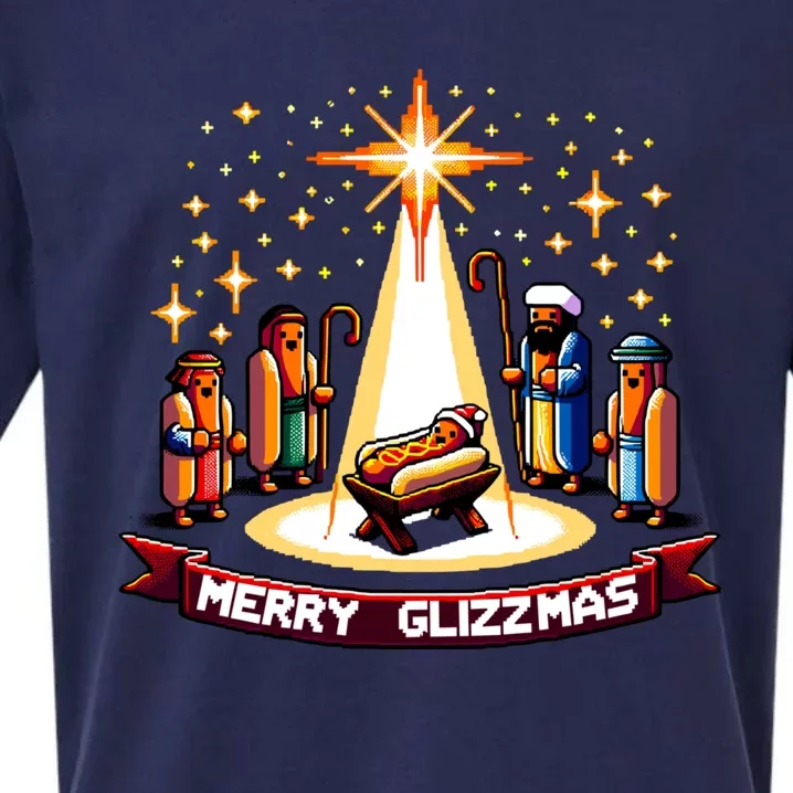 Merry Glizzmas Hot Ugly Christmas Sueded Cloud Jersey T-Shirt