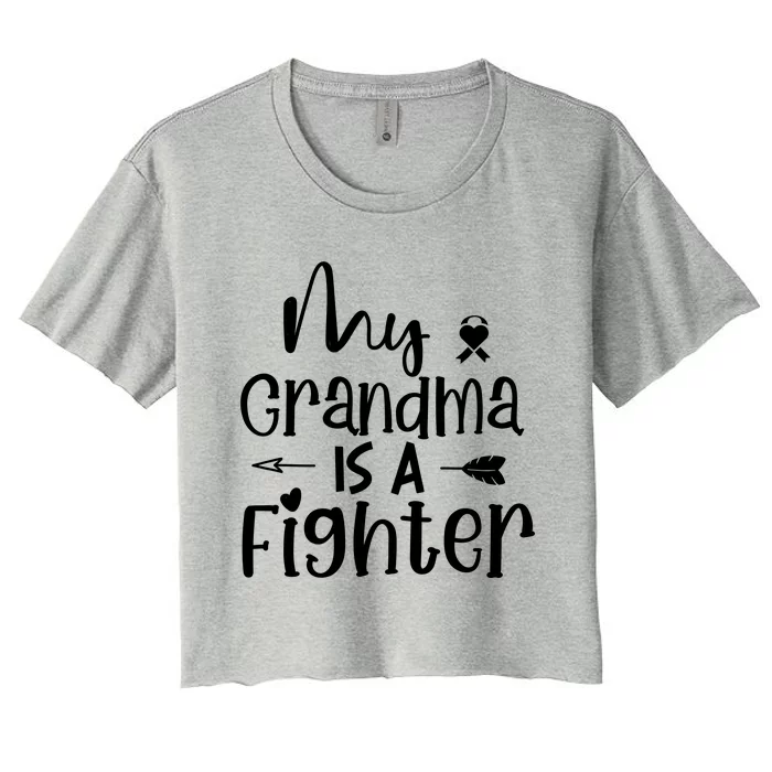 My Grandma Is A Fighter Breast Cancer Awareness Women's Crop Top Tee