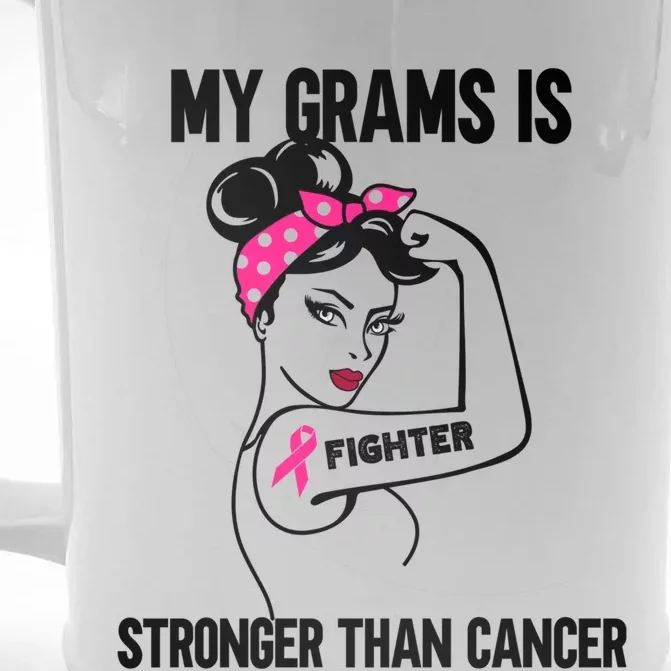 My Grams Is Stronger Than Cancer Breast Cancer Funny Gift Front & Back Beer Stein