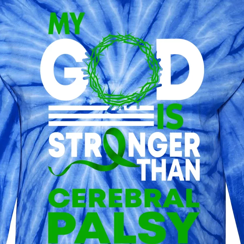 My God Is Stronger Than Cerebral Palsy Awareness Ribbon Cool Gift Tie-Dye Long Sleeve Shirt