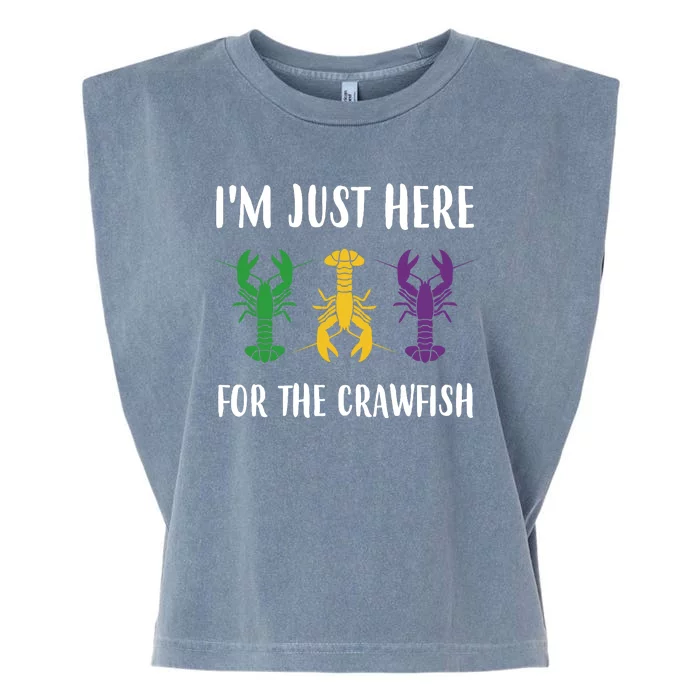 Mardi Gras Im Just Here For The Crawfish Garment-Dyed Women's Muscle Tee