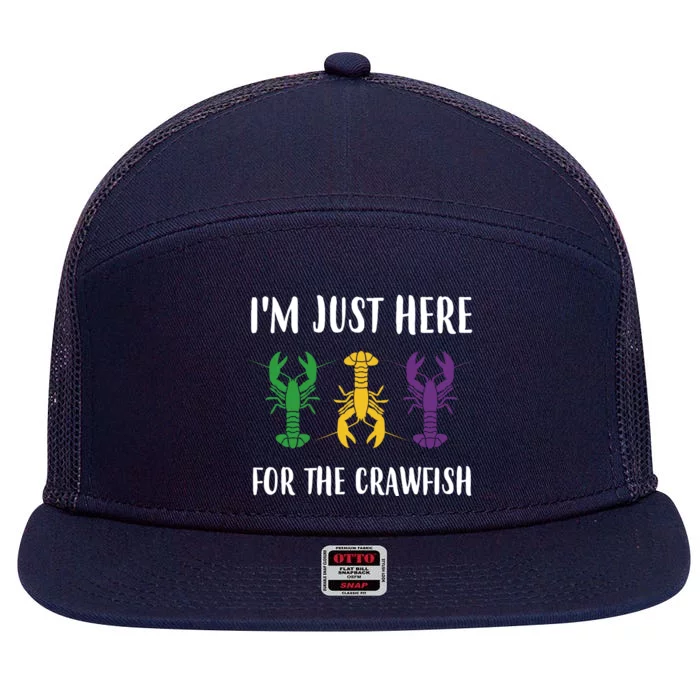 Mardi Gras Im Just Here For The Crawfish 7 Panel Mesh Trucker Snapback Hat