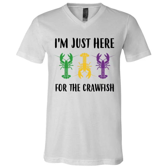 Mardi Gras Im Just Here For The Crawfish V-Neck T-Shirt