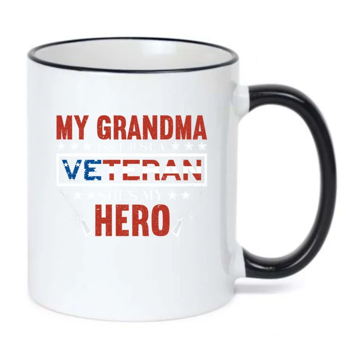 My Grandma Is My Hero Usa Flag Proud American Veteran Mom Cute Gift Black Color Changing Mug