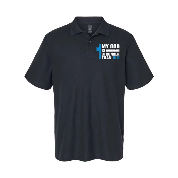 My God Is Stronger Than ALS - ALS Awareness Month Ribbon Softstyle Adult Sport Polo