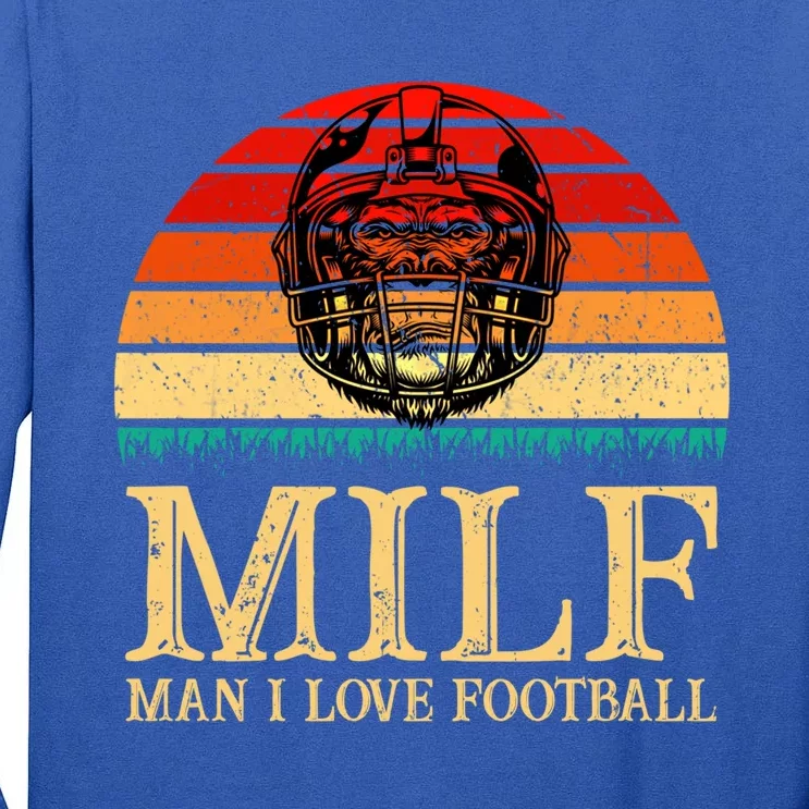 Milfmeaningful Gift I Love Football Funny Football Lover Great Gift Tall Long Sleeve T-Shirt