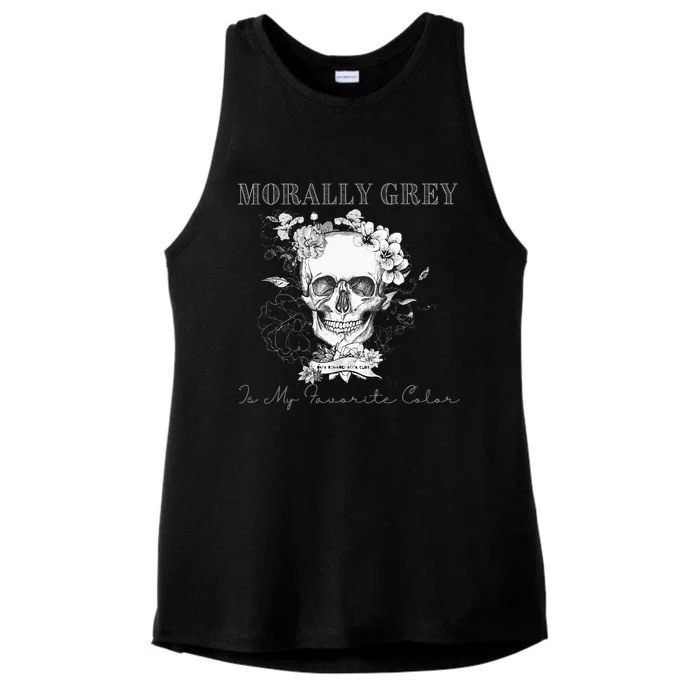 Morally Grey Is My Favorite Color Skeleton Ladies Tri-Blend Wicking Tank