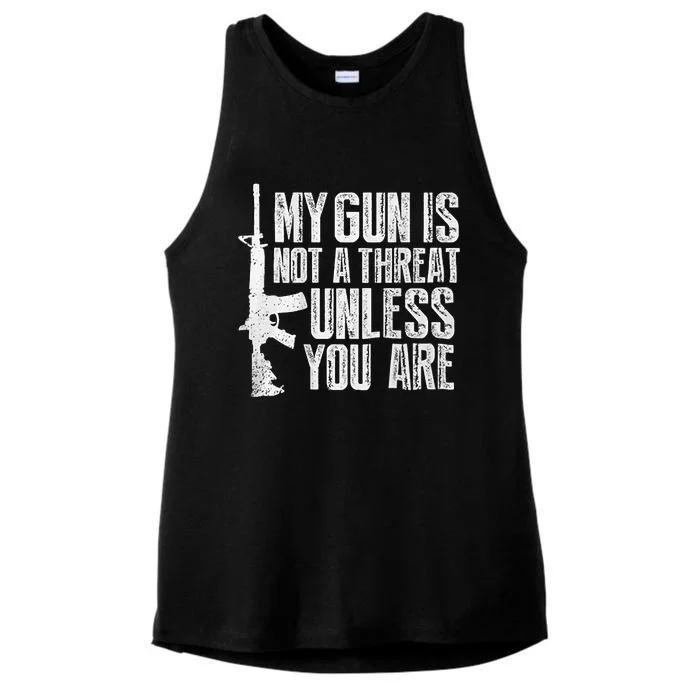 My Gun Is Not A Threat Unless You Are Ladies Tri-Blend Wicking Tank