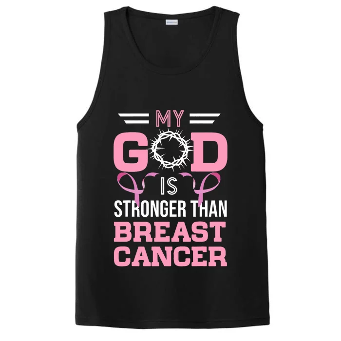 My God Is Stronger Than Breast Cancer Awareness Christian Performance Tank