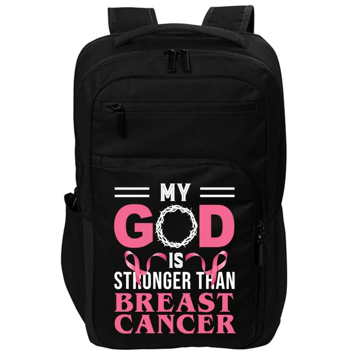 My God Is Stronger Than Breast Cancer Impact Tech Backpack