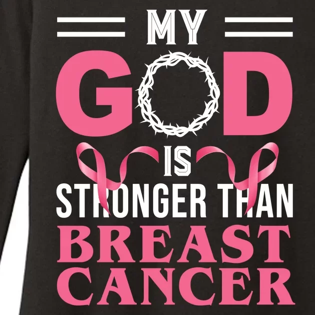 My God Is Stronger Than Breast Cancer Womens CVC Long Sleeve Shirt