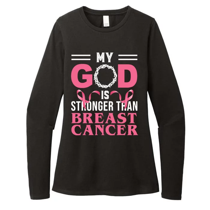 My God Is Stronger Than Breast Cancer Womens CVC Long Sleeve Shirt