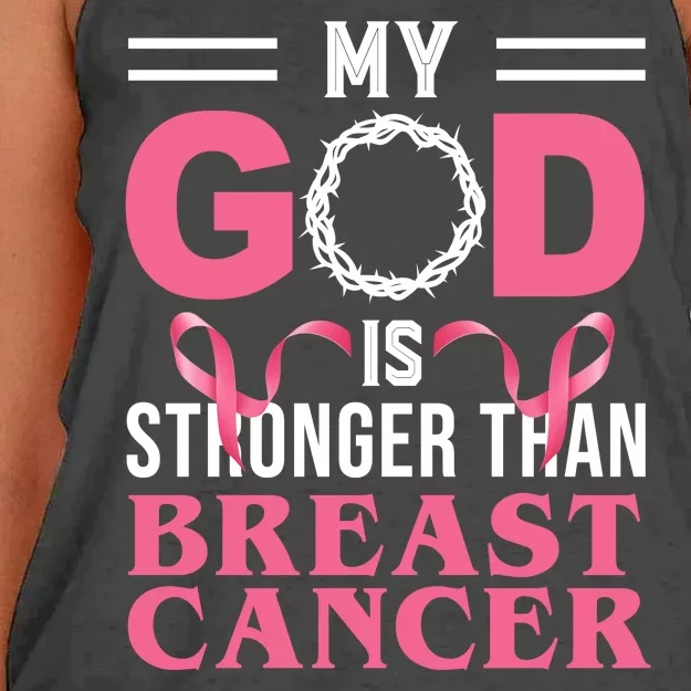 My God Is Stronger Than Breast Cancer Women's Knotted Racerback Tank