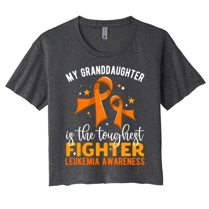 My Granddaughter Is The Toughest Leukemia Awareness Gift Women's Crop Top Tee