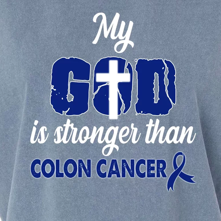 My God Is Stronger Than Colon Cancer Garment-Dyed Women's Muscle Tee