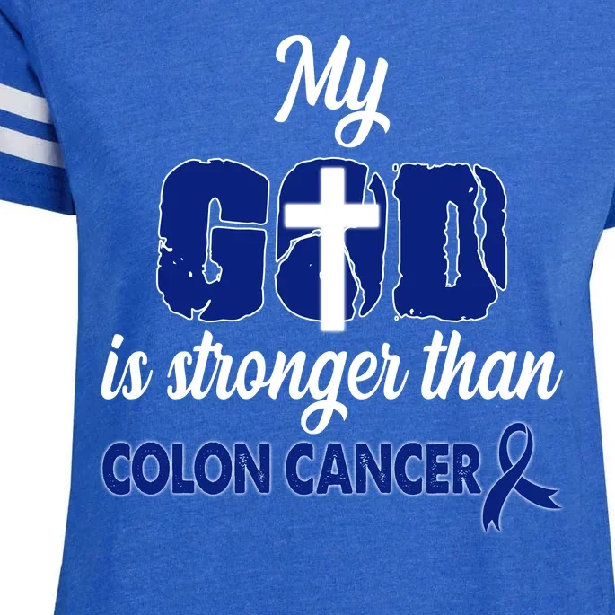 My God Is Stronger Than Colon Cancer Enza Ladies Jersey Football T-Shirt