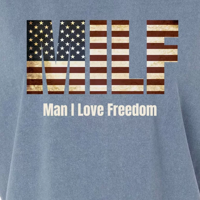 Milf Gift I Love Freedom Gift Usa Gift Garment-Dyed Women's Muscle Tee