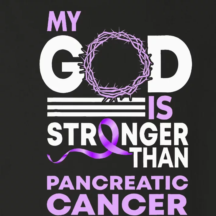 My God Is Stronger Than Pancreatic Cancer Awareness Ribbon Toddler Long Sleeve Shirt