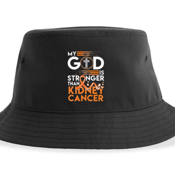 My God Is Stronger Than Kidney Cancer Awareness Sustainable Bucket Hat