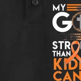 My God Is Stronger Than Kidney Cancer Awareness Dry Zone Grid Performance Polo