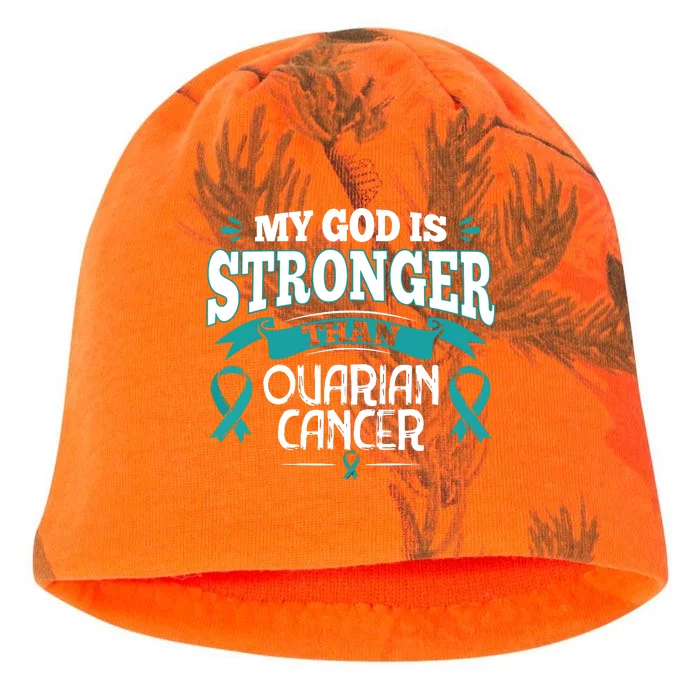 My God Is Stronger Than Ouarian Cancer Kati - Camo Knit Beanie