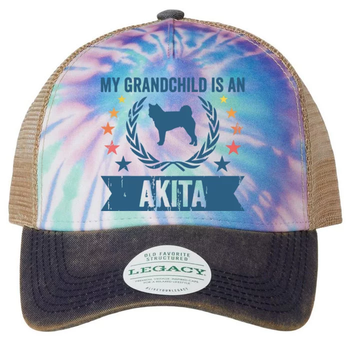 My Grandchild Is A Dog Grandpa Grandma Akita Legacy Tie Dye Trucker Hat