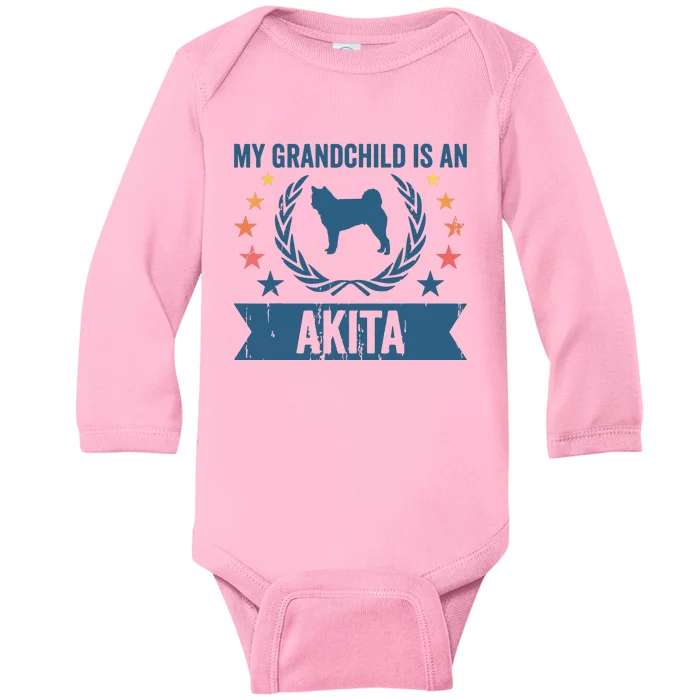 My Grandchild Is A Dog Grandpa Grandma Akita Baby Long Sleeve Bodysuit