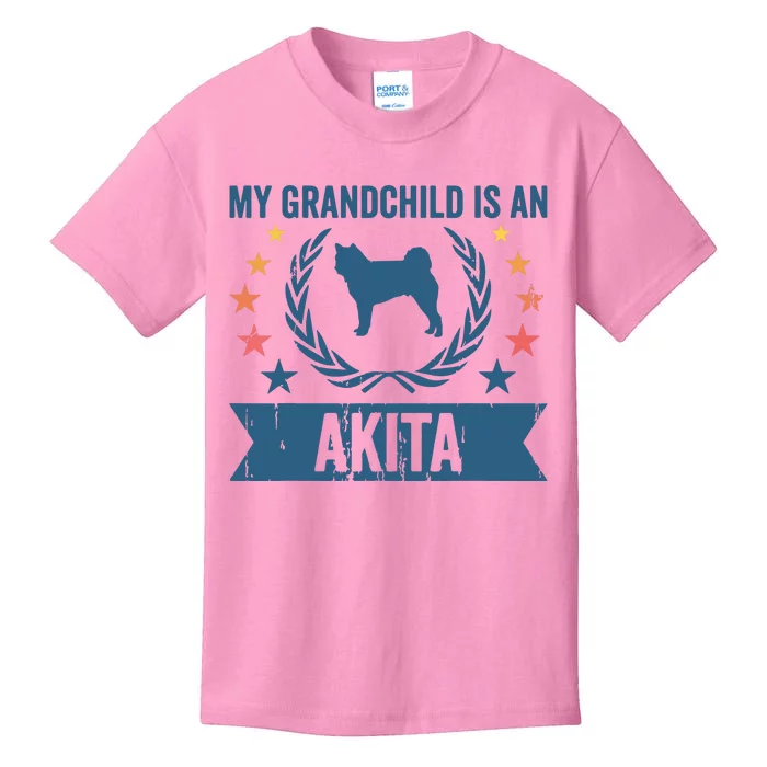 My Grandchild Is A Dog Grandpa Grandma Akita Kids T-Shirt