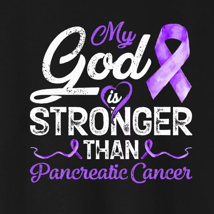 My God Is Stronger Than Pancreatic Breast Cancer Awareness Women's Crop Top Tee