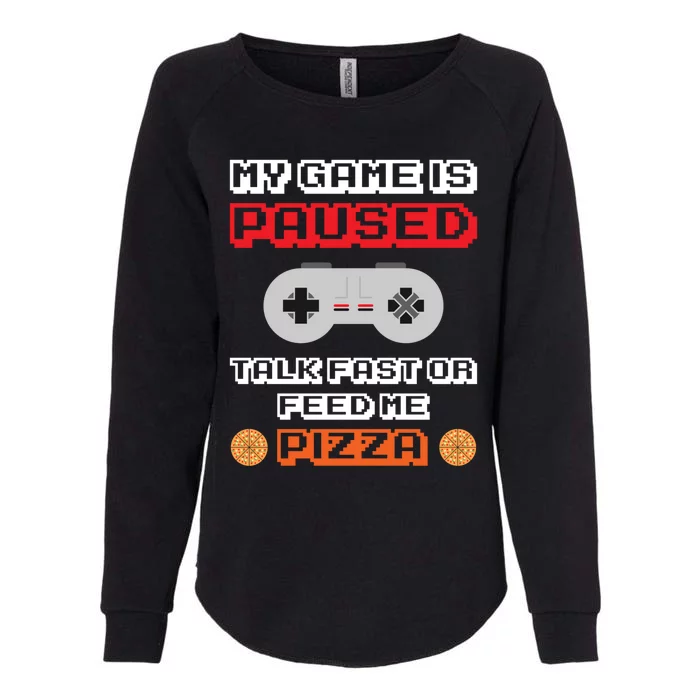 My Game Is Paused Gamer Pizza Lover Ugly Christmas Sweater Gift Womens California Wash Sweatshirt