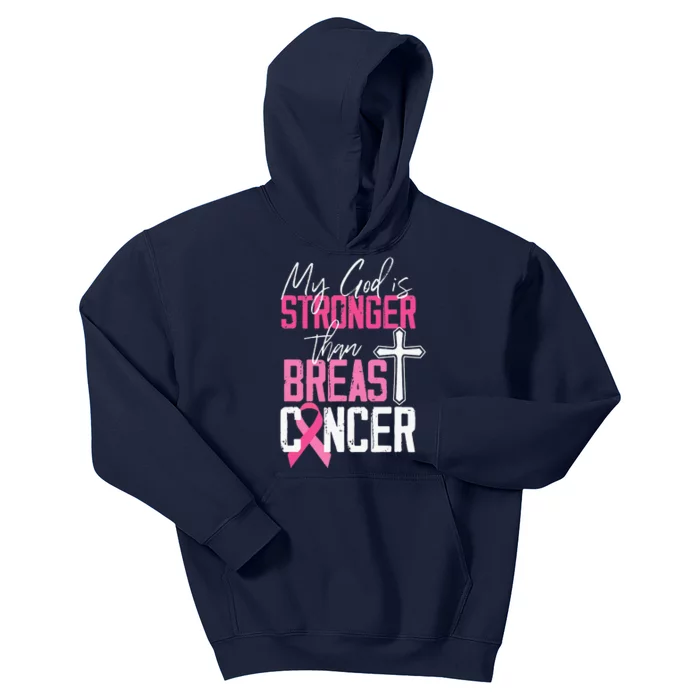 My God Is Stronger Than World Cancer Awareness Kids Hoodie