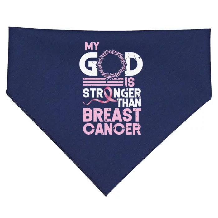 My God Is Stronger Than World Cancer Awareness USA-Made Doggie Bandana