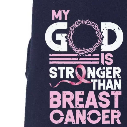 My God Is Stronger Than World Cancer Awareness Doggie 3-End Fleece Hoodie