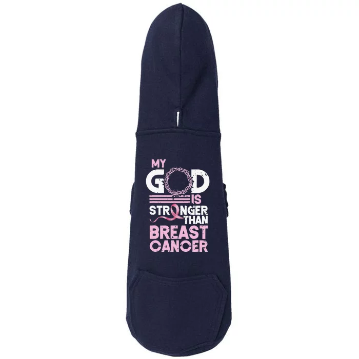 My God Is Stronger Than World Cancer Awareness Doggie 3-End Fleece Hoodie